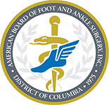 Logo Recognizing Coastal Podiatry Associates's affiliation with American Board of Foot and Ankle Surgery